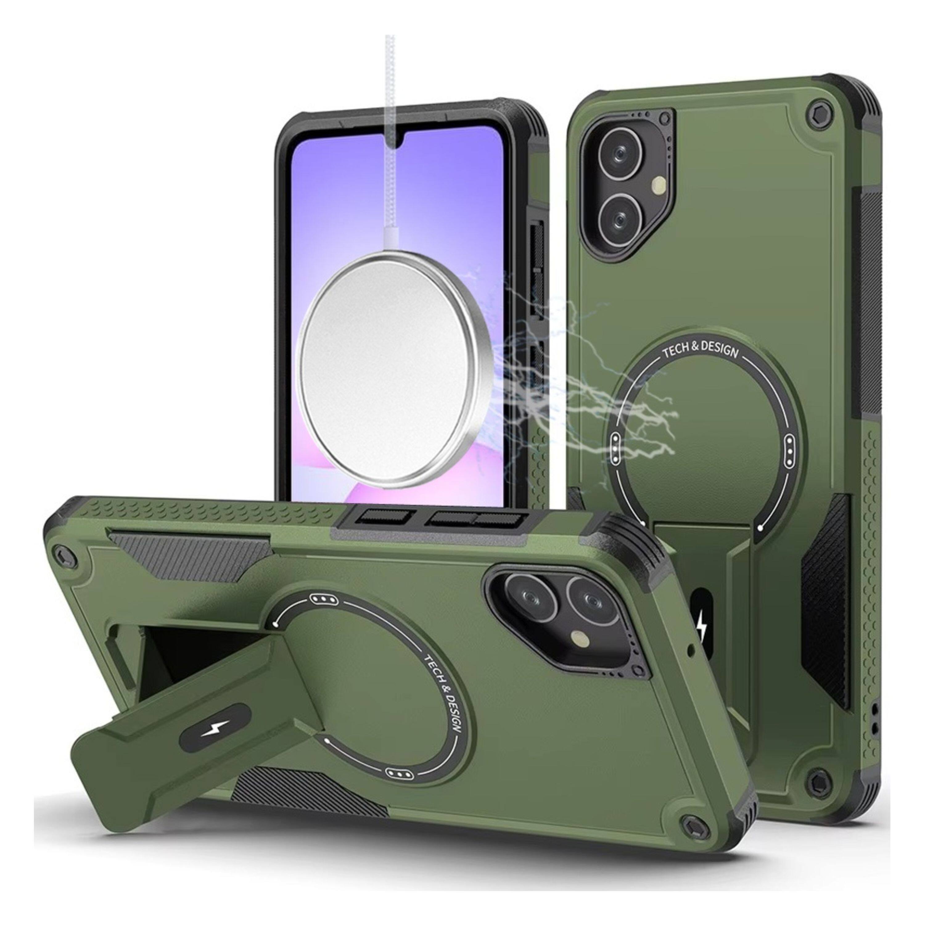 Kitcheniva - Magnetic Circle Rugged Grip Kickstand Phone Case With Tempered Glass For Samsung Galaxy A07 - Midnight Green price history on PriceWatchPro
