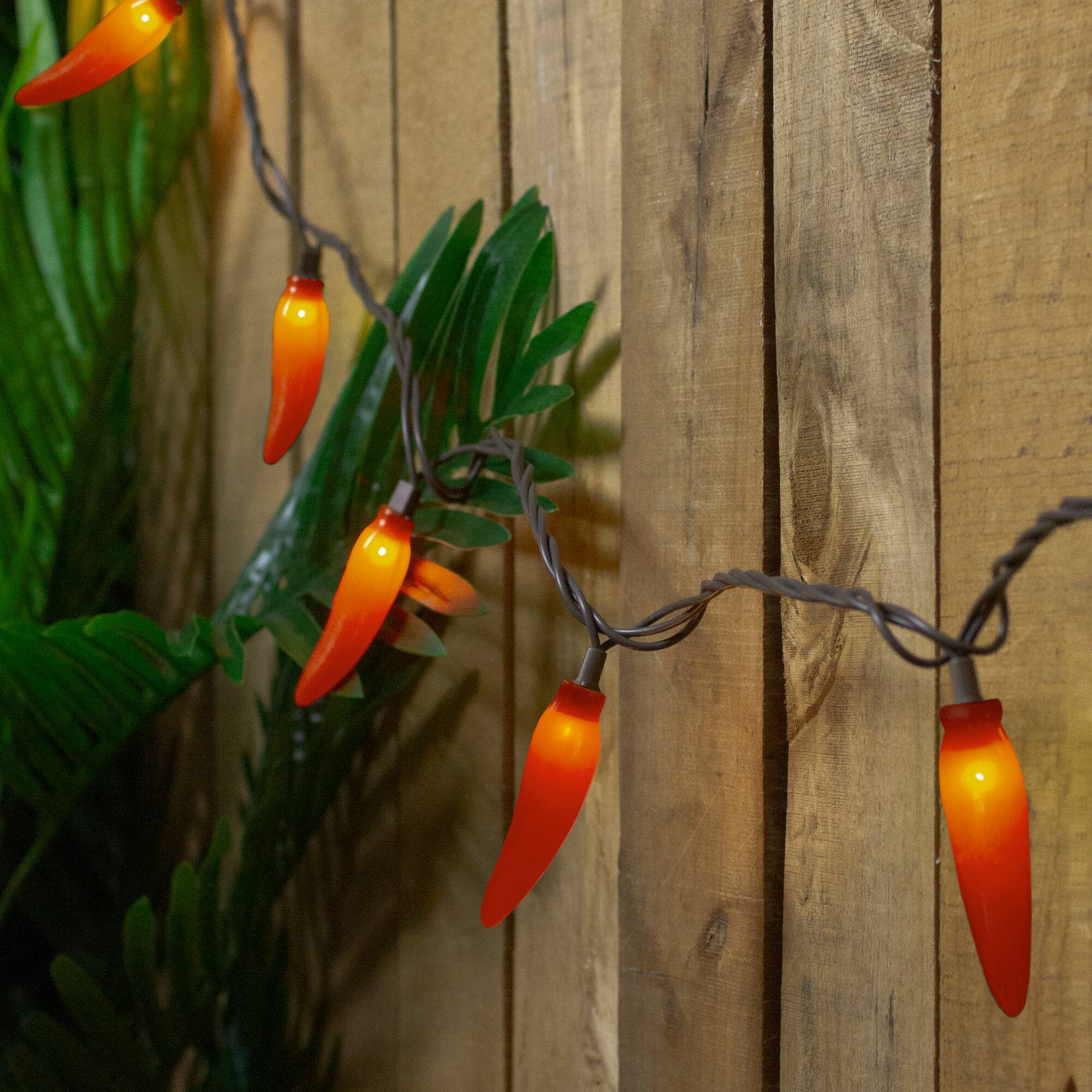 Alt View 1. Northlight - 35-Count Orange Chili Pepper Patio String Light Set, 22.5ft Brown Wire - Orange.