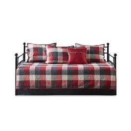 Gracie Mills - Donner 6 Piece Reversible Plaid Daybed Cover Set - Red