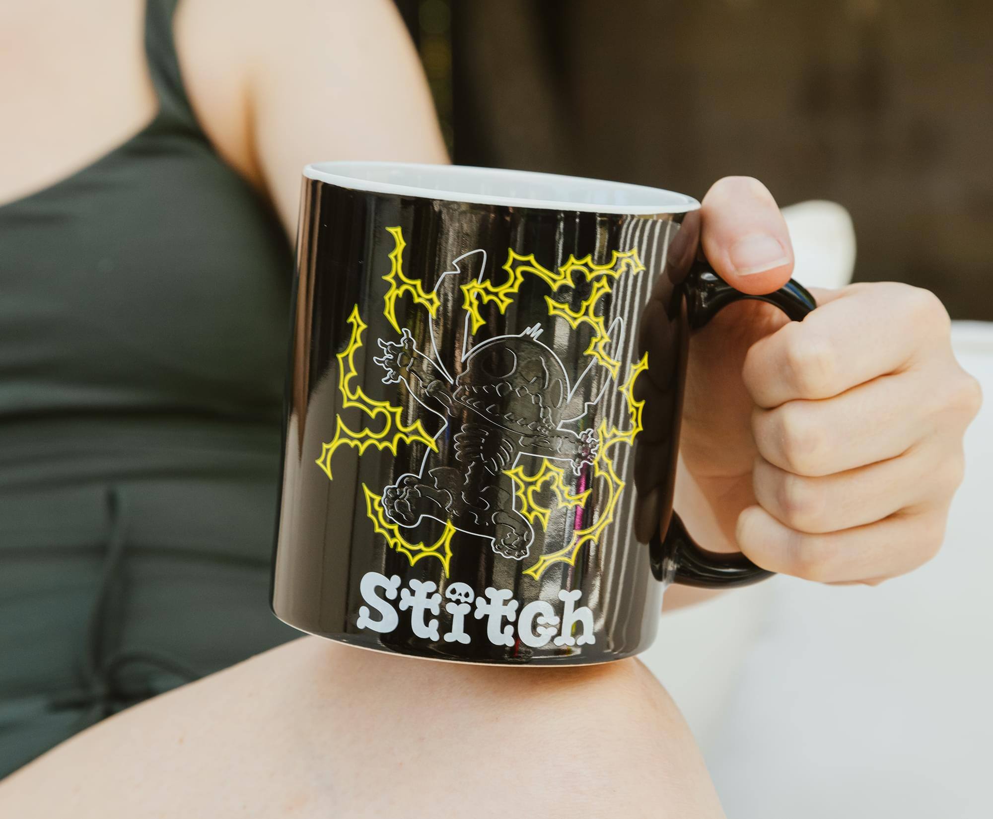 Alt View 2. Silver Buffalo - Disney Lilo & Stitch Skeleton Glow-In-The-Dark Ceramic Mug | Holds 20 Ounces - Black.