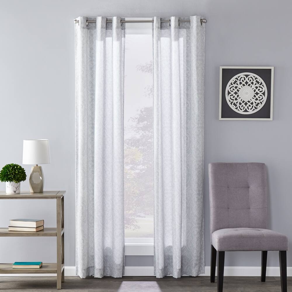 SKL Home - Saturday Knight Ltd Salvatore Sophisticated Design And Slub-Weave Fabric Window Panel 40" x 63" - Dove Gray