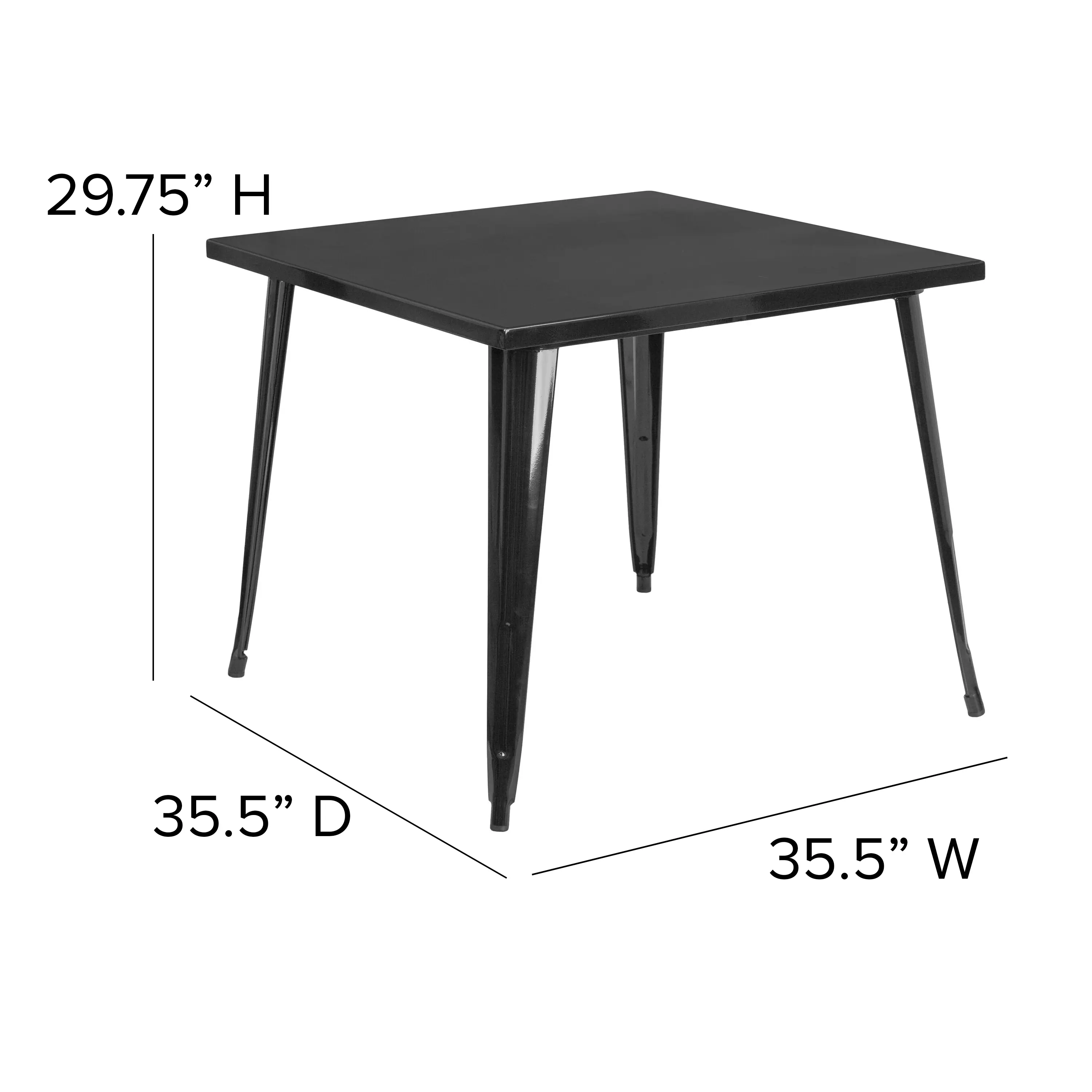 29.75" H  
35.5" D  
35.5" W