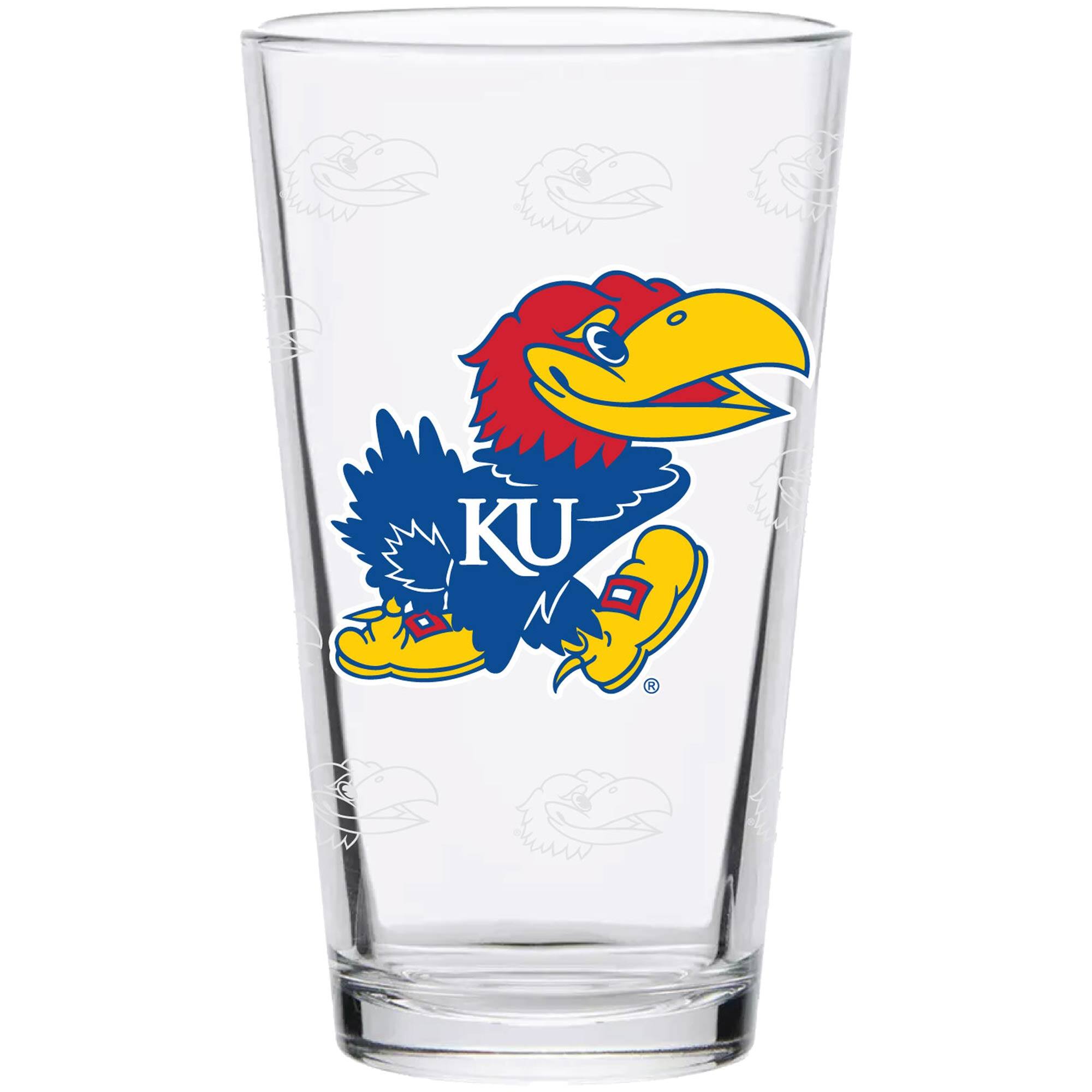 Alt View 1. Indigo Falls - Kansas Jayhawks 16oz. Repeat Alumni Pint Glass - Multicolor.