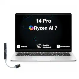 Dell - Upgraded - Pro 14 Laptop 14.0 WUXGA Display (Ryzen AI 7 350, 64GB, 2TB SSD, AMD Radeon 860M, Win 11 Pro) w/USB Hub - Platinum Silver