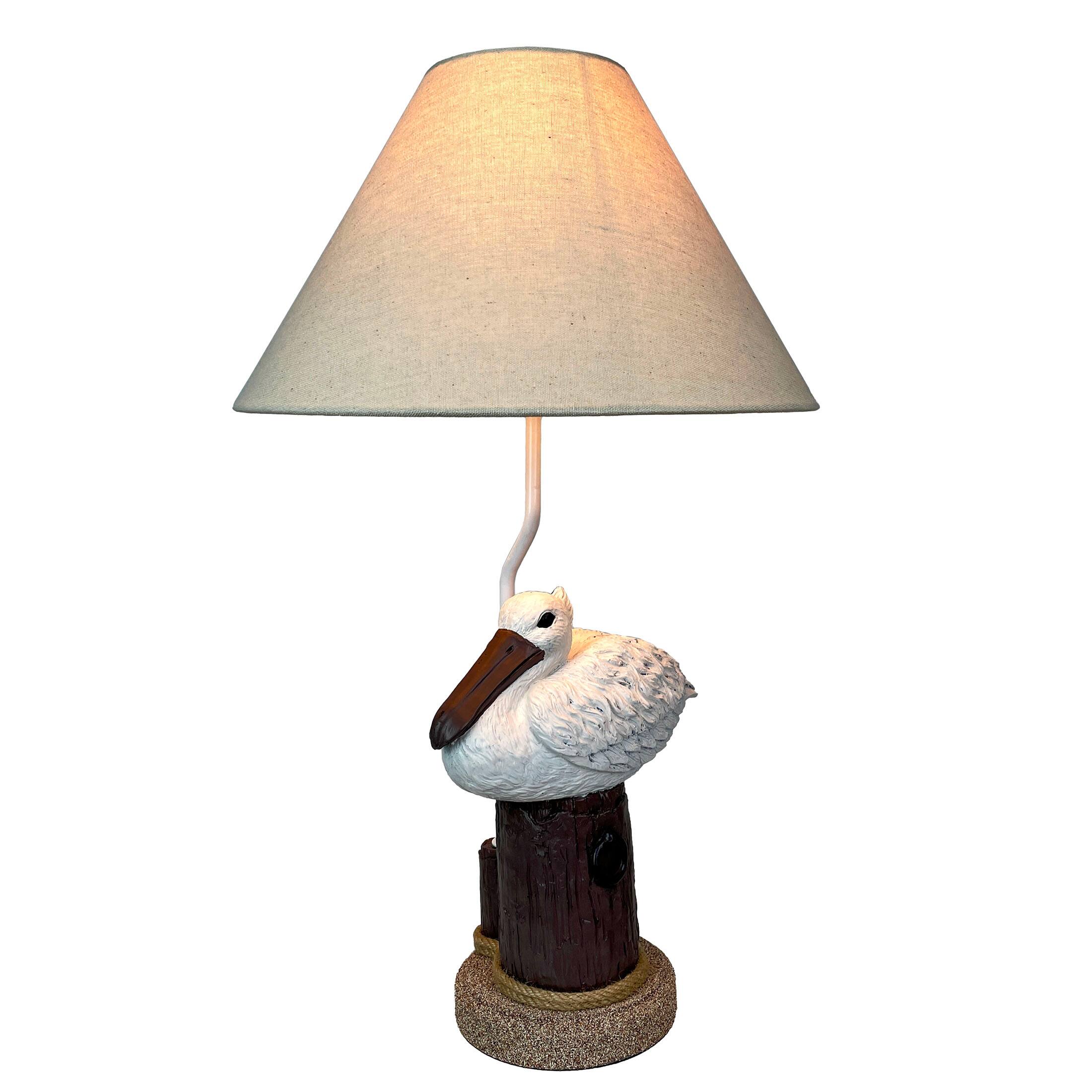 Alt View 1. Things2Die4 - Coastal Pelican Table Lamp 23" Resin Nautical Beach Decor with Shade - White.