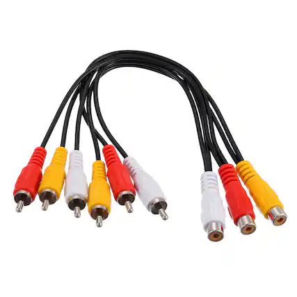 Front. Unique Bargains - AV Audio Video Splitter Cable, 3 RCA Female to 6 RCA Male, Composite Video Splitter Adapter Output Cables - Black.