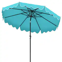 Costway - 9 FT Patio Umbrella 2-Tier Market Table Umbrella with Sun-Protective Canopy - Turquoise