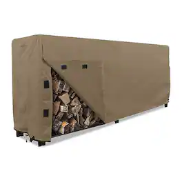 KHOMO GEAR - Heavy-Duty 8ft Firewood Log Rack Cover, Waterproof Outdoor Wood Storage Protector, Fade & Weather Resistant - Brown
