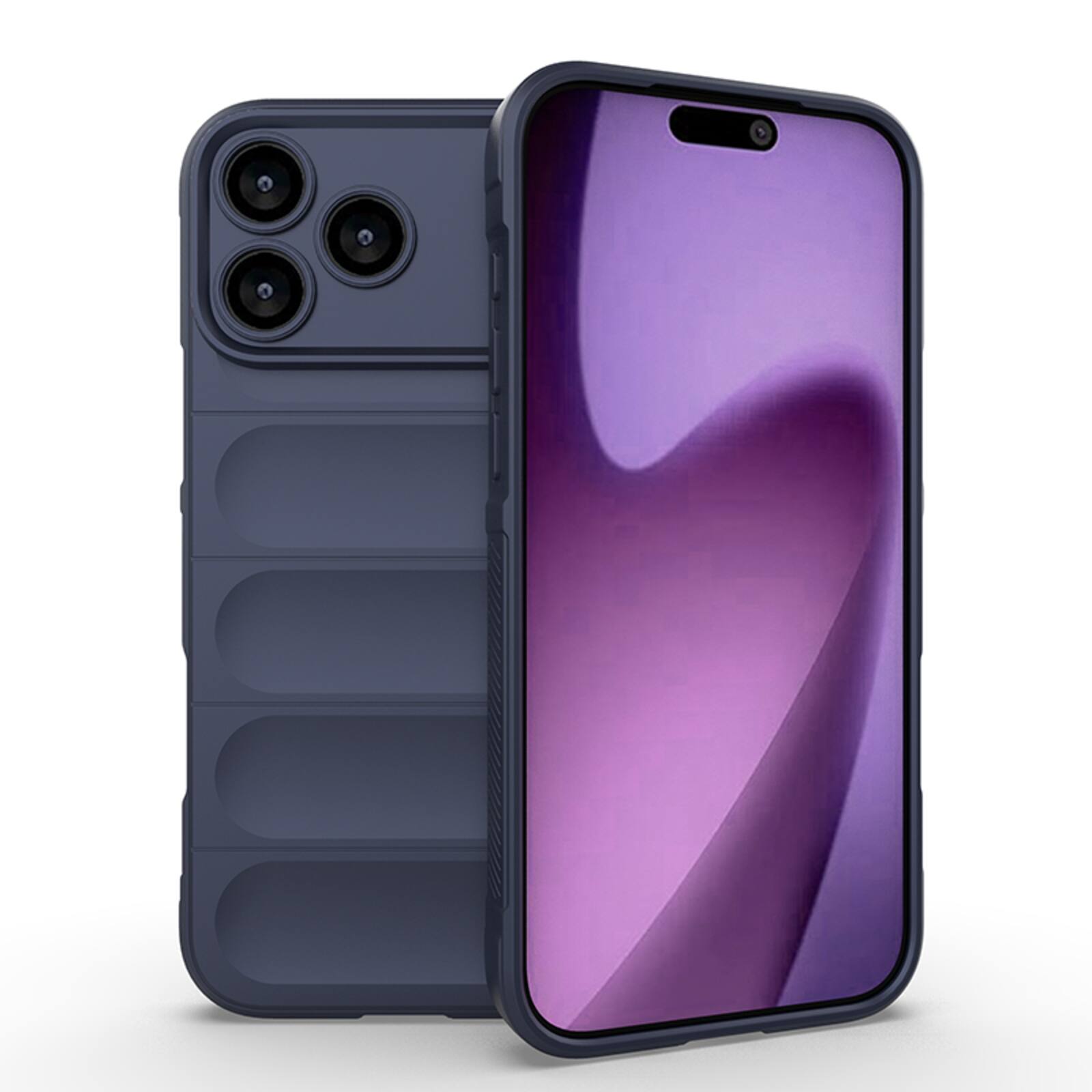 Front. UUCOVER - Shockproof Wave Pattern Case for Apple iPhone 18 Pro Max, Skin-Friendly Grip Soft-Touch Finish Drop Protection Cover - Darkblue.