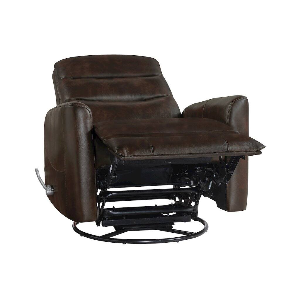 Left. New Classic Furniture - Takami Faux Leather Swivel Recliner - Brown.