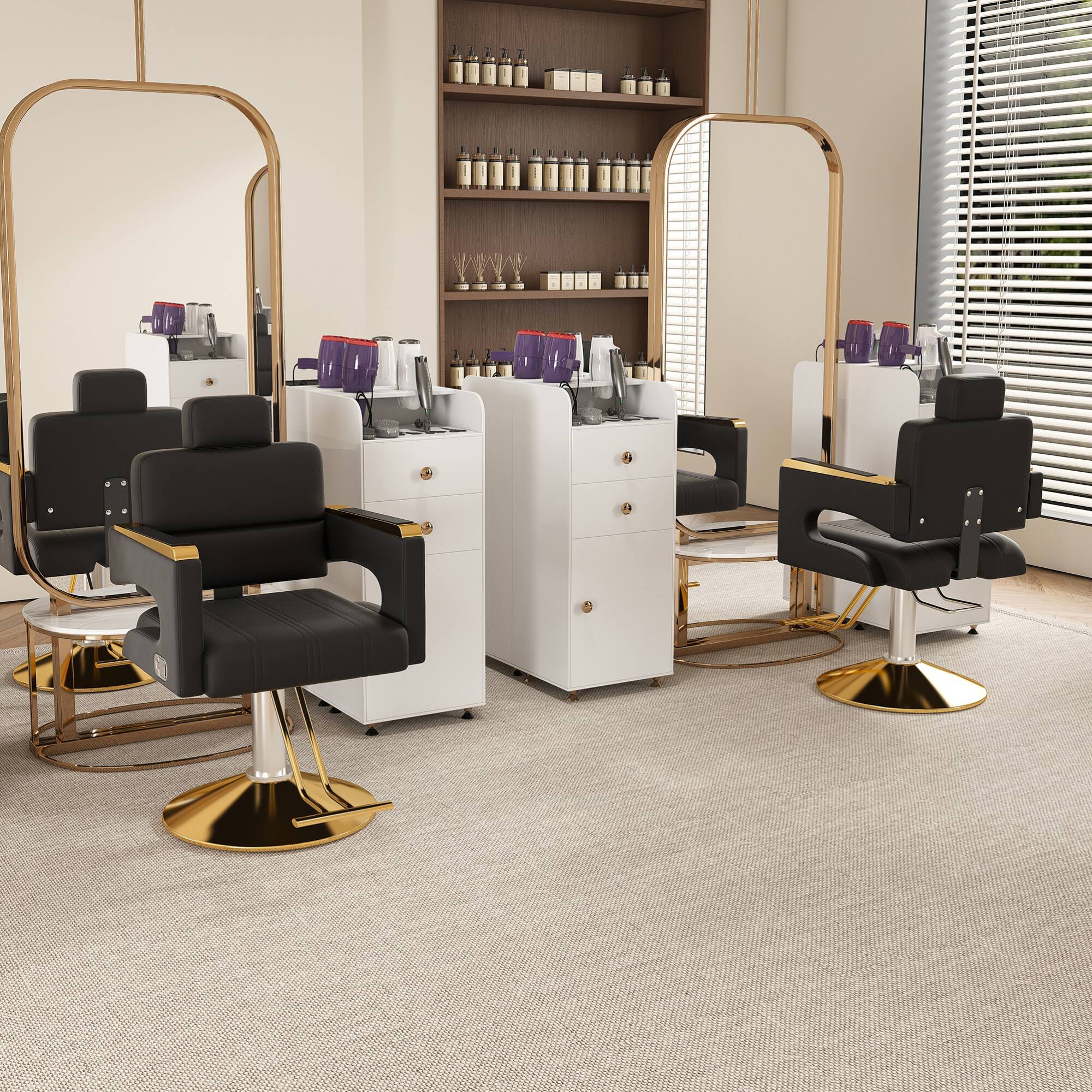 Front. GOODSILO - Professional Hydraulic Barber Chair with Adjustable Height, Swivel Base, and Reclining Backrest for Salon - Black.