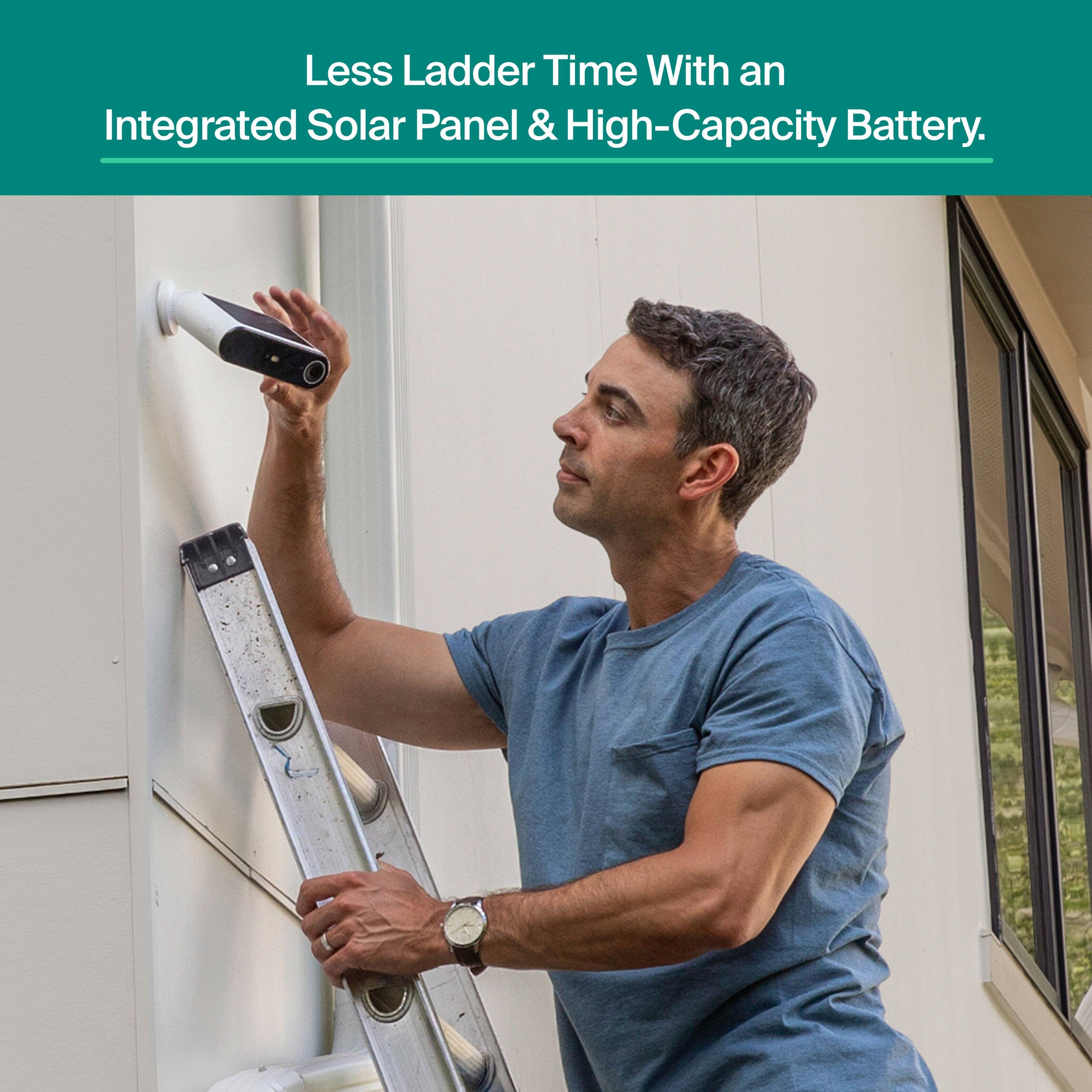 Less Ladder Time With an Integrated Solar Panel & High-Capacity Battery.