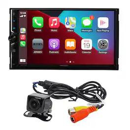 Jensen - 7" Double DIN Touchscreen Car Stereo | Certified Wireless CarPlay & Android Auto | Bluetooth | Backup Camera Included - Black