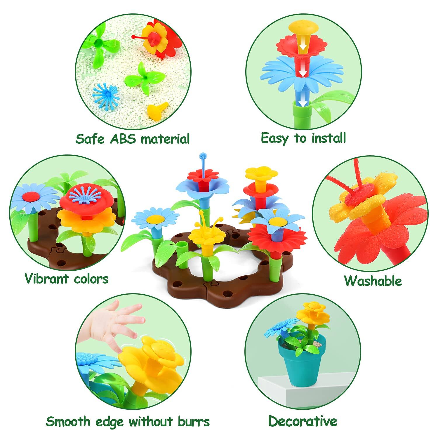 Safe ABS material  
Easy to install  
Vibrant colors  
Washable  
Smooth edge without burrs  
Decorative