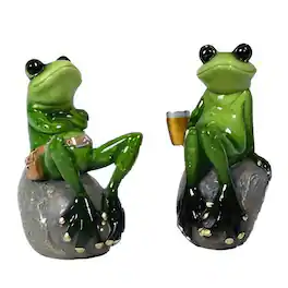 FC Design - 2-PC Set 4"H Frog Couple Chilling Figurine Statue Office Desk Tabletop Home Decor Gift - Multi-Color