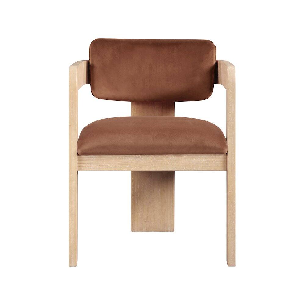 Alt View 2. Meridian Furniture - Sacha Cognac Velvet Dining Chair, Set of 2 - Brown.