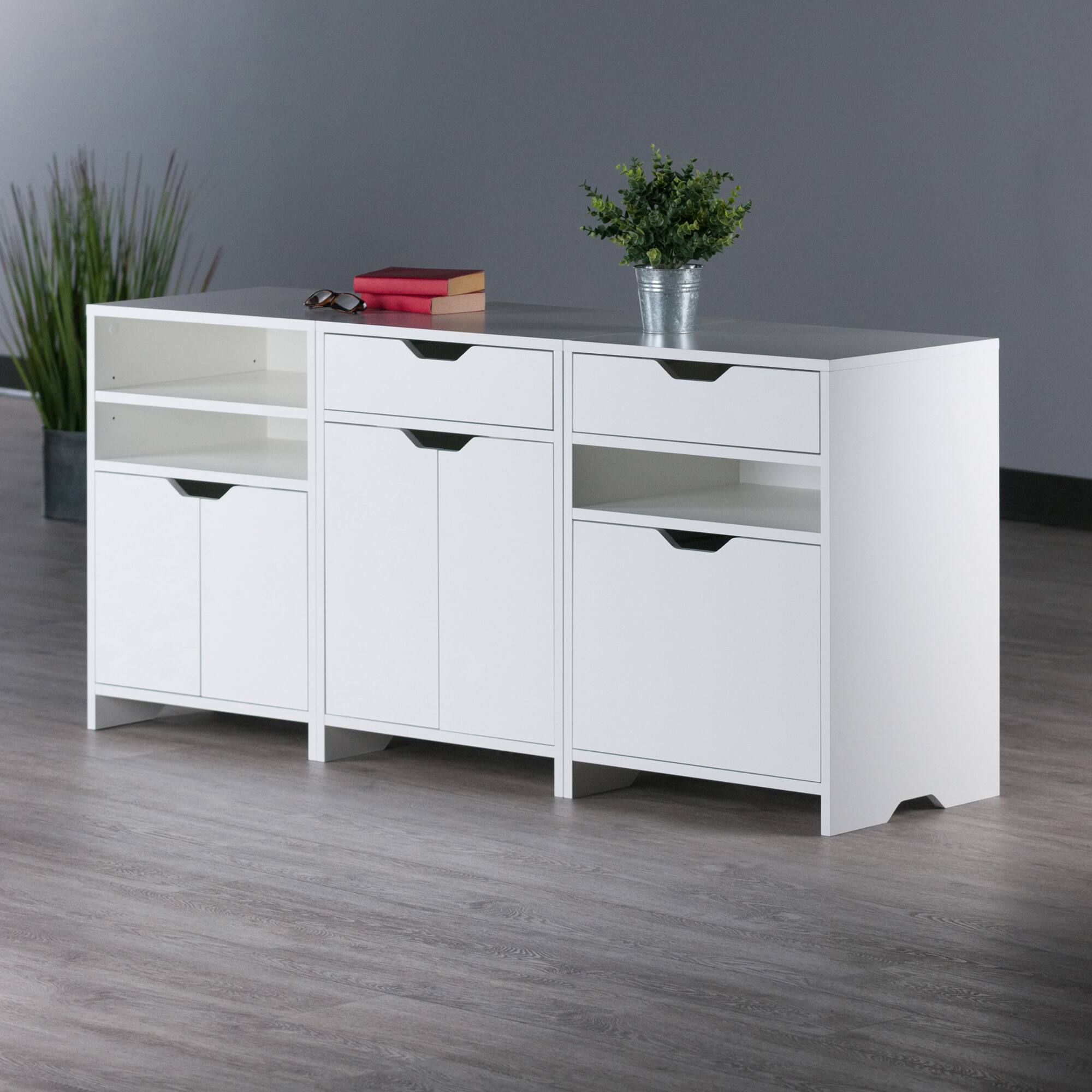 Alt View 5. Winsome Wood - Nova 3-Pc Storage Cabinet Set - White.