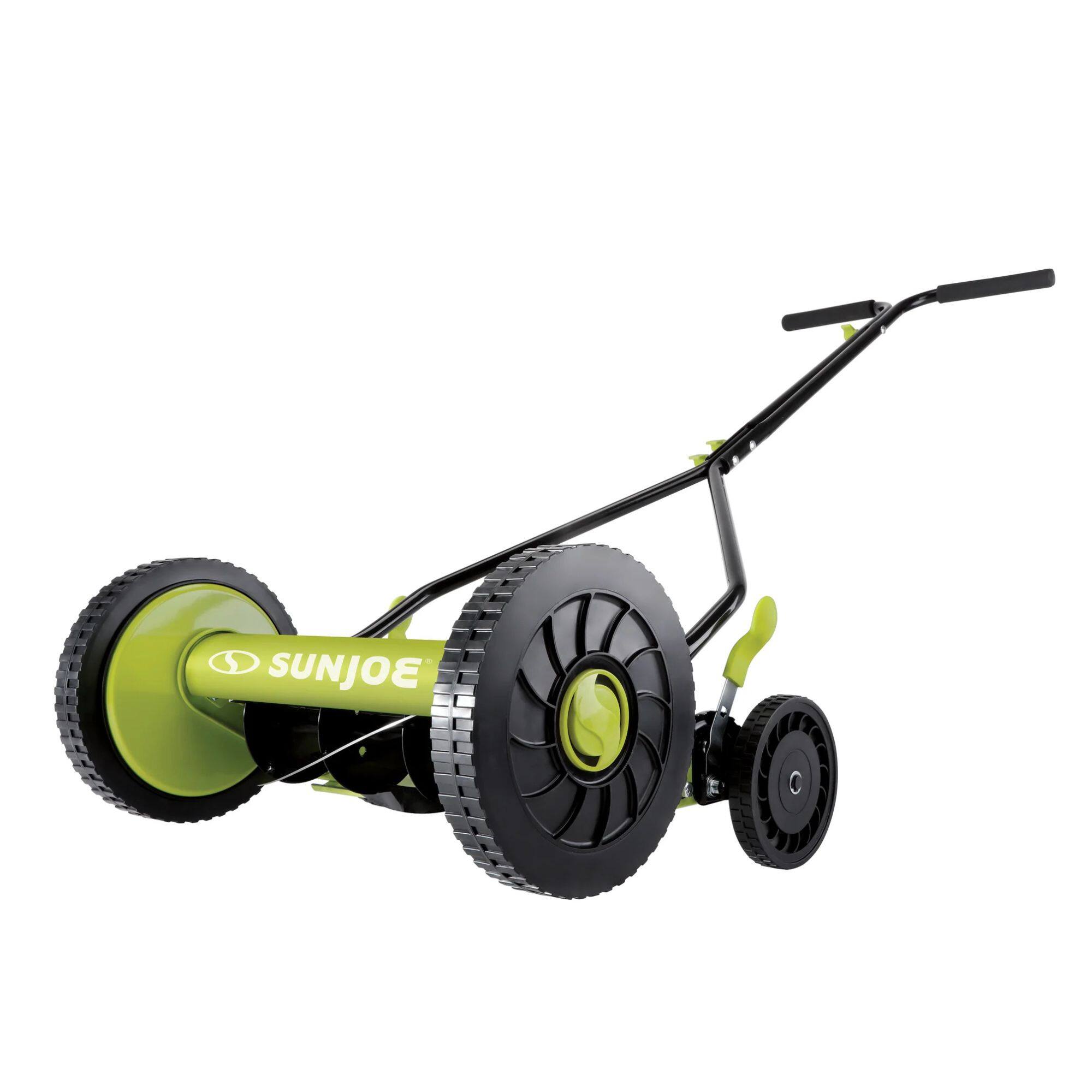 Front. Sun Joe - Sun Joe Cordless, Manual Push Steel Reel Lawn Mower, 14 Inch, Green, MJ503M - Green.