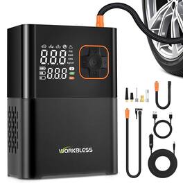 Unique Bargains - Tire Inflator Portable Air Compressor, 150 PSI Car Tires Air Pump, Bike Pump, Digital Dual Display, LED, Auto Shut Off - Black