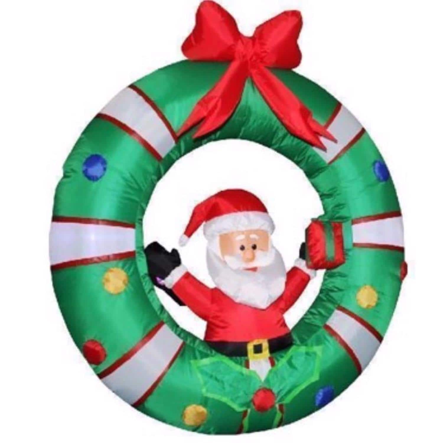 Celebrations - Santa in Wreath 4 ft. Inflatable - Multicolored