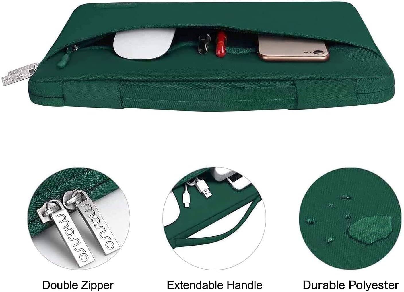 CnUCL mosiso mosiso Double Zipper Extendable Handle Durable Polyester