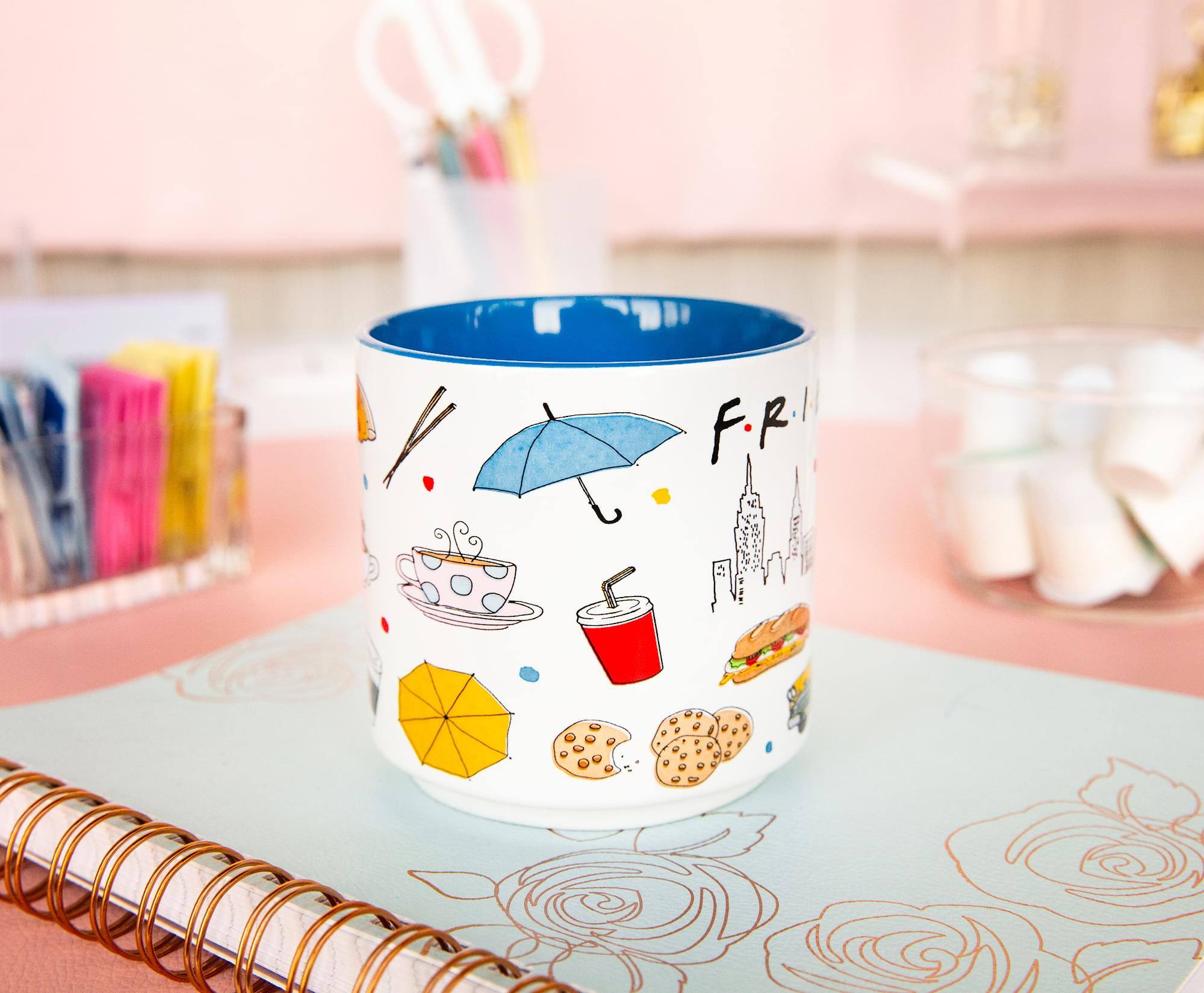 Alt View 4. Silver Buffalo - Friends Icons Ceramic Mug | Holds 13 Ounces - Blue.