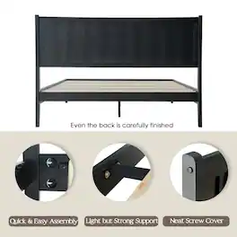 East West Furniture - King Wooden Platform Bed Frame - Ebony Oak