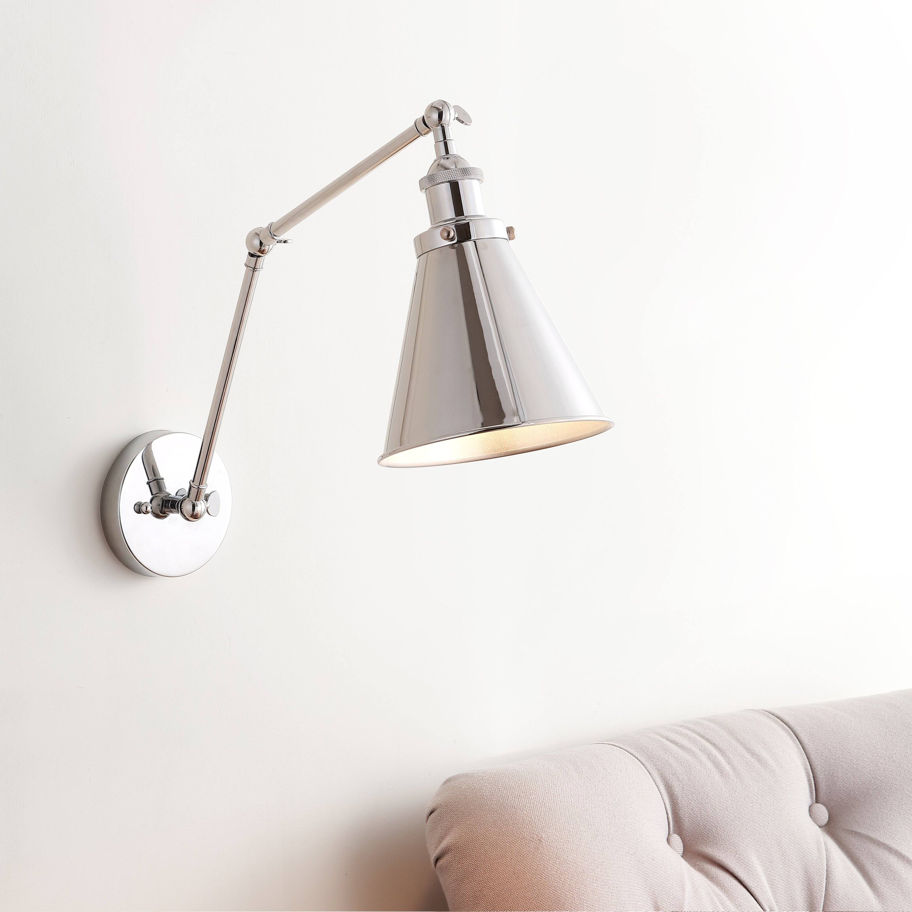 Alt View 7. Jonathan Y - Rover 7" Classic Industrial Metal Adjustable Arm LED Wall Sconce, Chrome - Chrome.