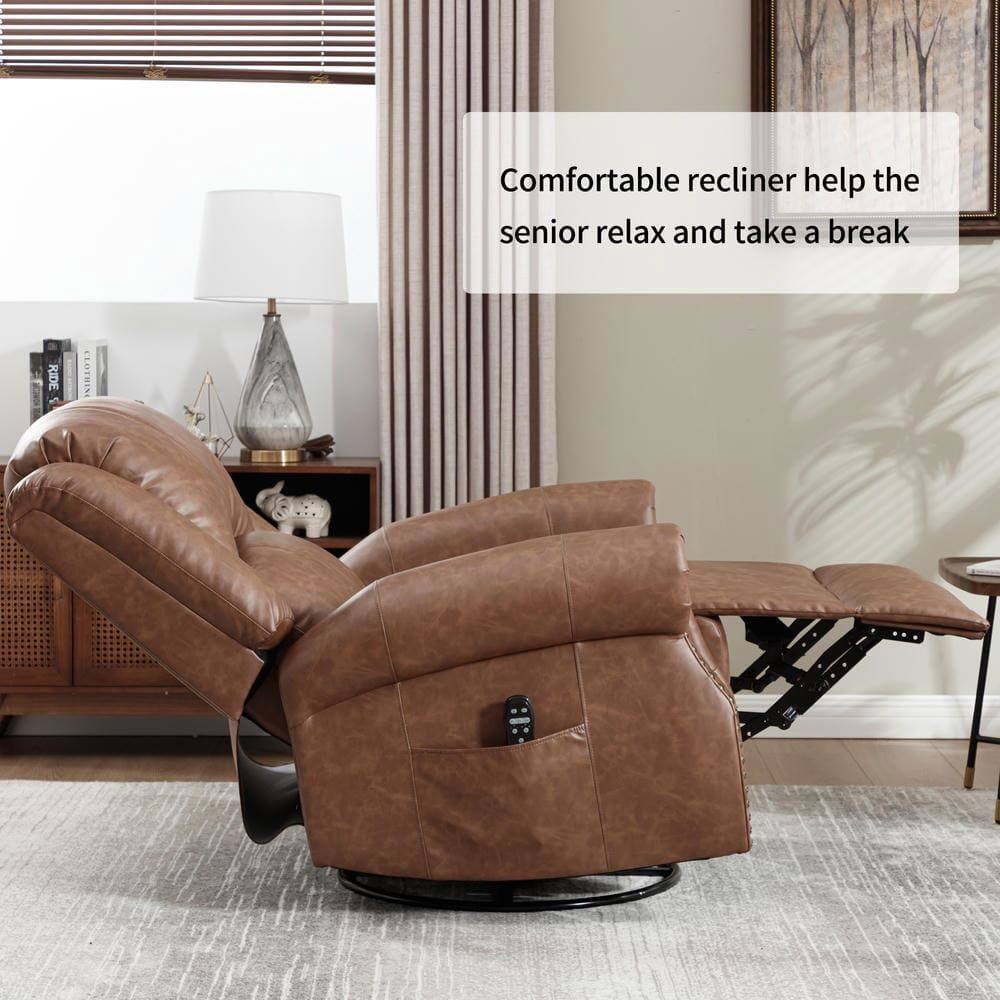 Comfortable recliner helps the senior relax and take a break.