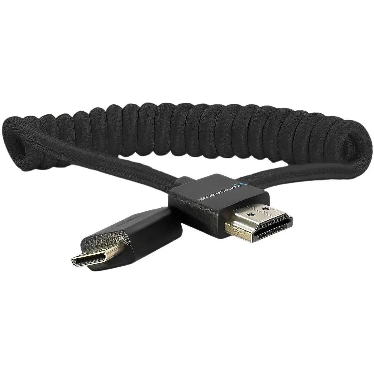 Front. Kondor Blue - Kondor Blue 12-24" Mini HDMI to HDMI Braided Coiled Cable, Black - Black.