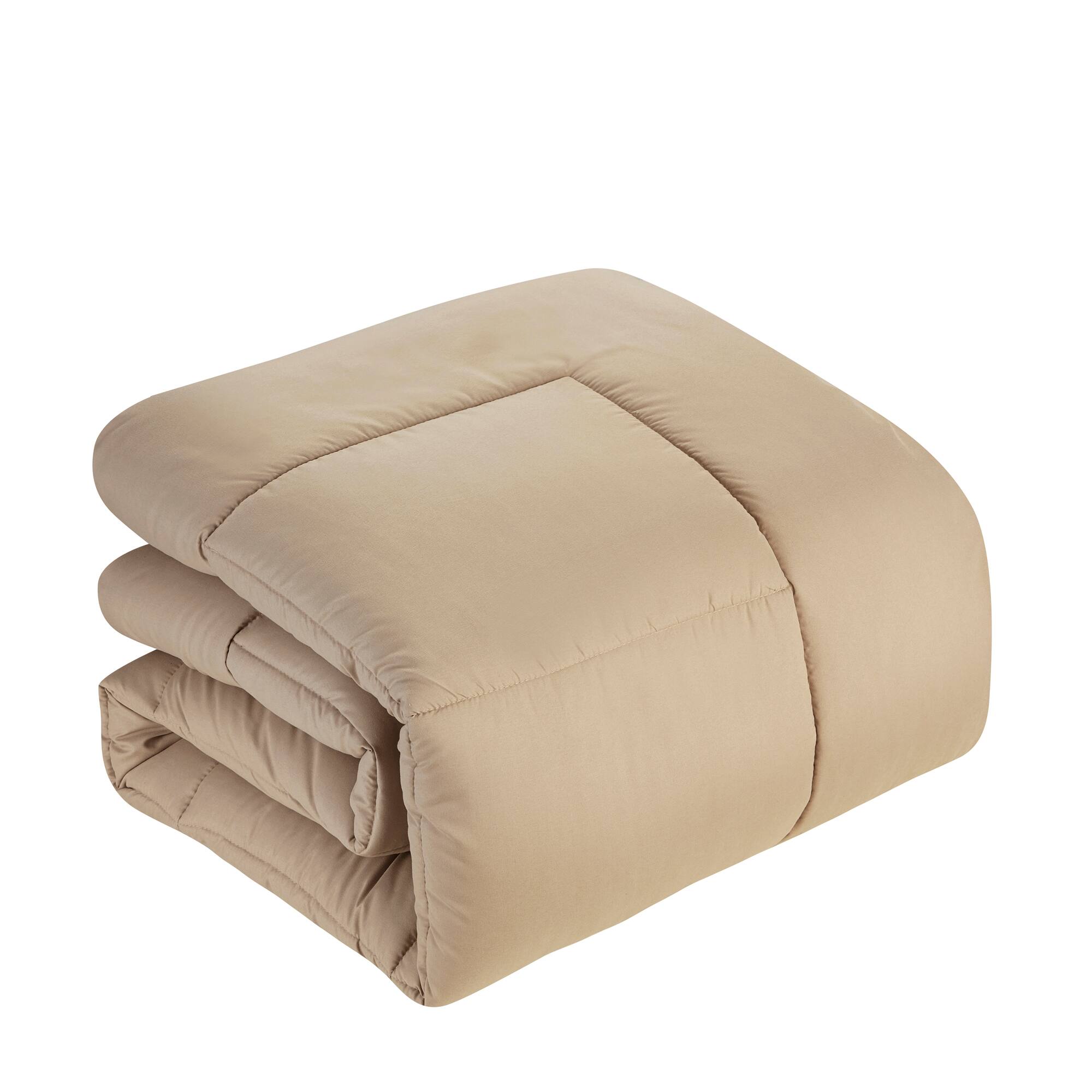 Left. Sweet Home Collection - Down Alternative Reversible All Season Solid Comforter, King - Taupe.