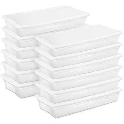 Front. Sterilite - Sterilite 41 Quart Lightweight Under Bed Storage Box Container with Lid, 12 Pack.
