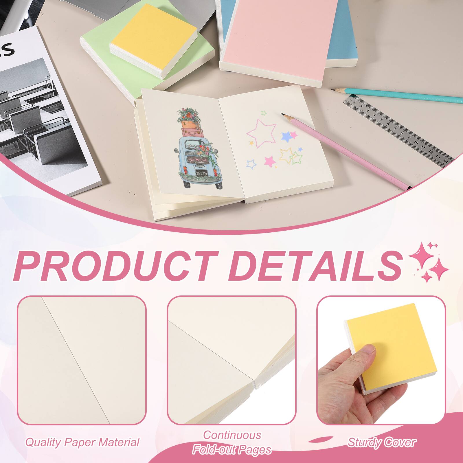 PRODUCT DETAILS

- Quality Paper Material
- Continuous Fold-out Pages
- Sturdy Cover