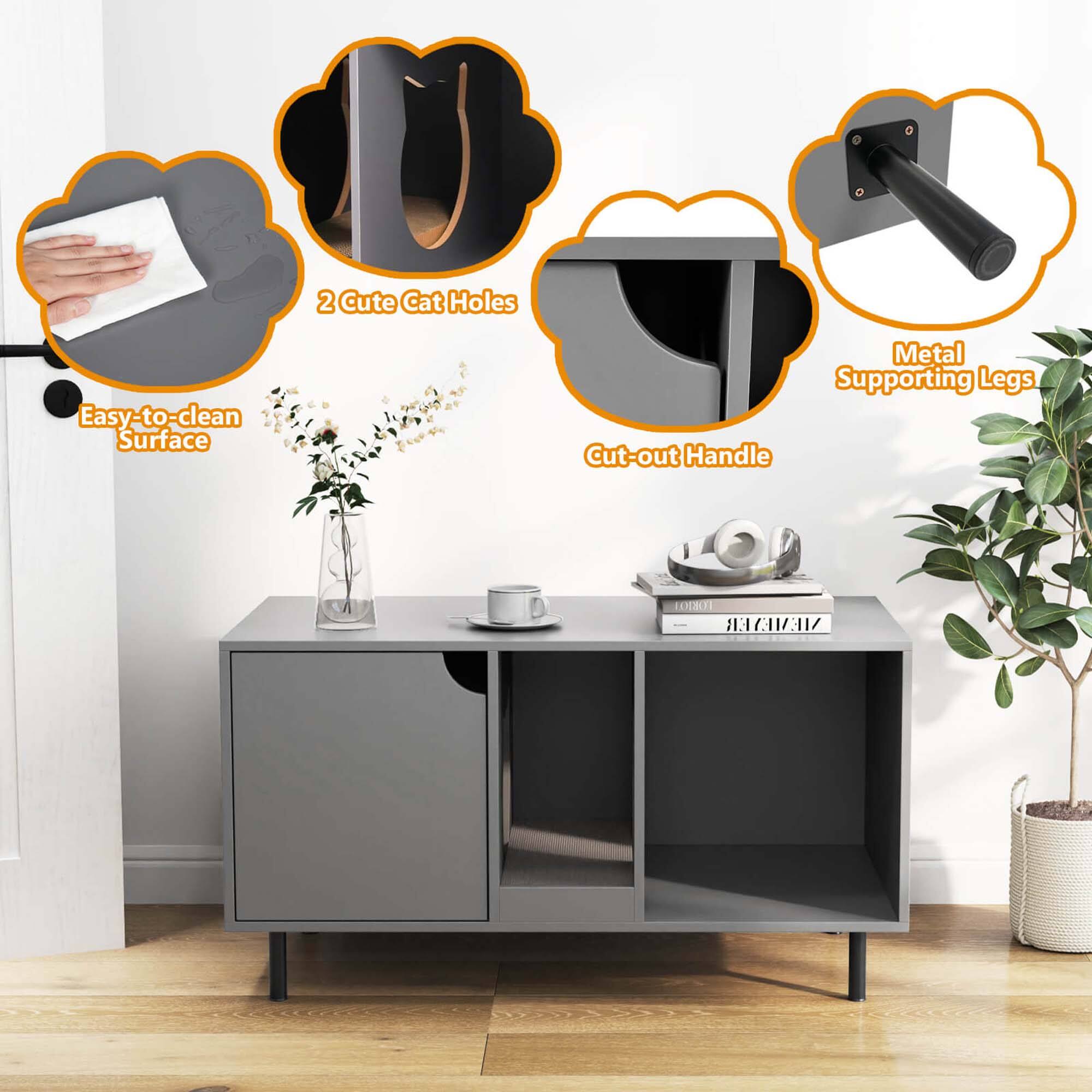 - Easy-to-clean Surface
- 2 Cute Cat Holes
- Cut-out Handle
- Metal Supporting Legs