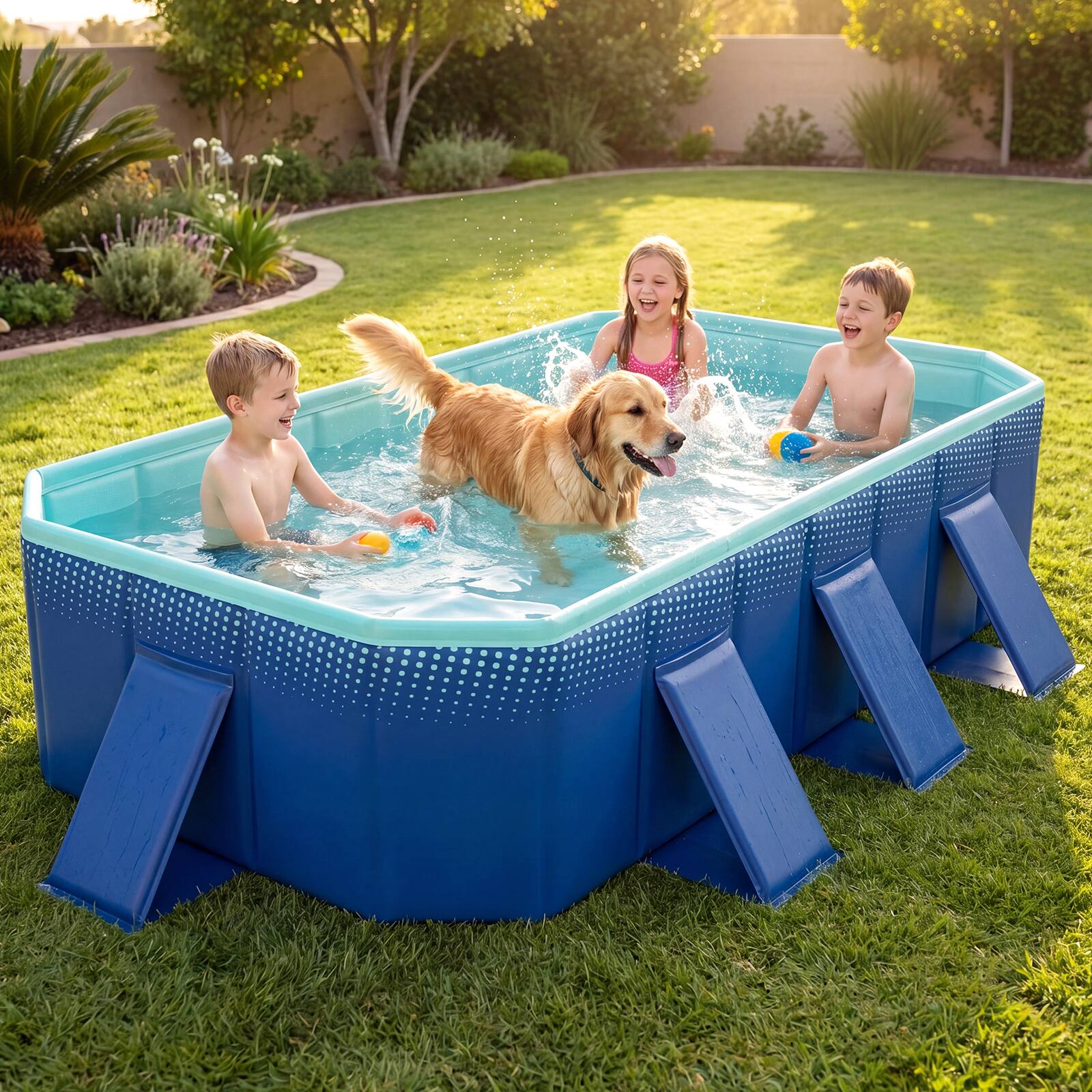 Alt View 3. Costway - Costway Non-Inflatable Folding Kiddie Outdoor Swimming Pool,Portable Around Ground Pool - Gradient + Green.