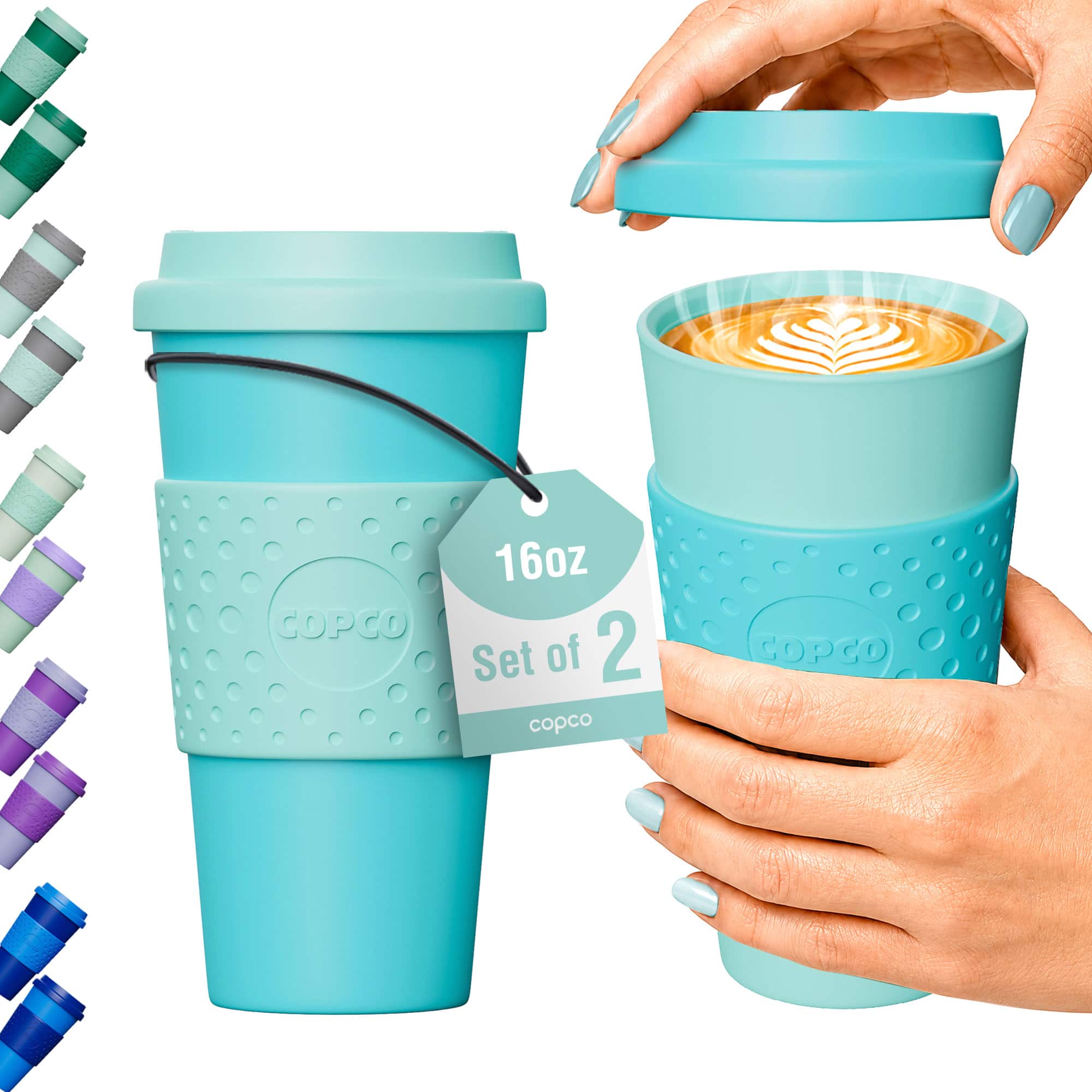 Copco - Travel Mug Set of 2, 16 oz Double Wall Insulated Tumbler with Lid - Aqua/Mint price history on PriceWatchPro
