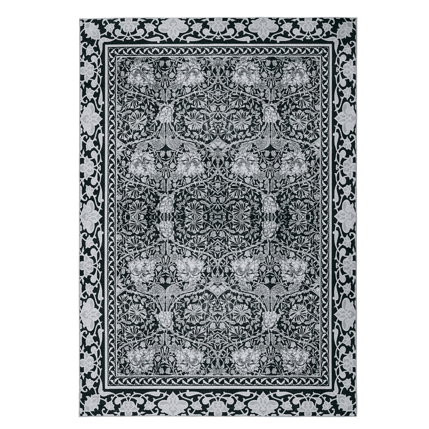 Acekool - Ultra Soft 8'x10' Area Rug Non Slip Stain Resistant Washable Boho Floral Pattern Area Rugs for Living Room Bedroom - Gray
