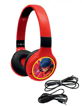 Lexibook - Miraculous 2-in-1 Bluetooth Foldable Headphones with Safe Volume for Kids