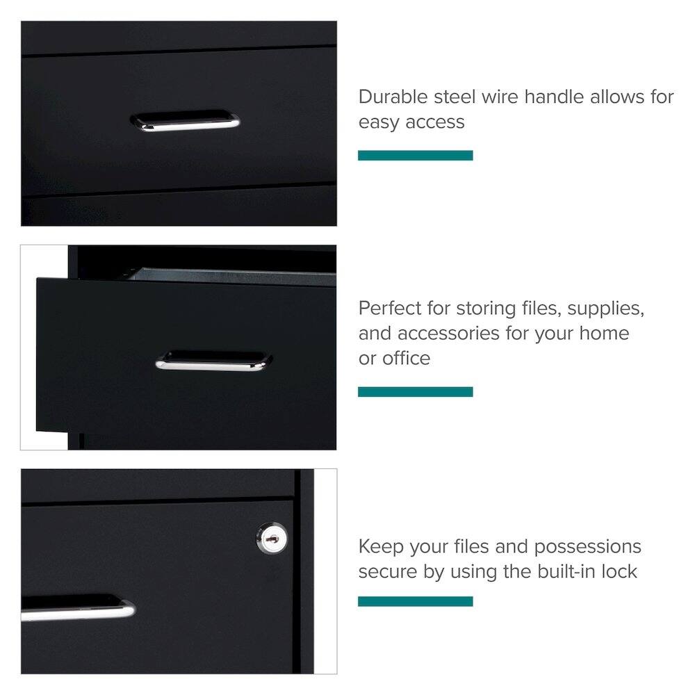 Durable steel wire handle allows for easy access

Perfect for storing files, supplies, and accessories for your home or office

Keep your files and possessions secure by using the built-in lock