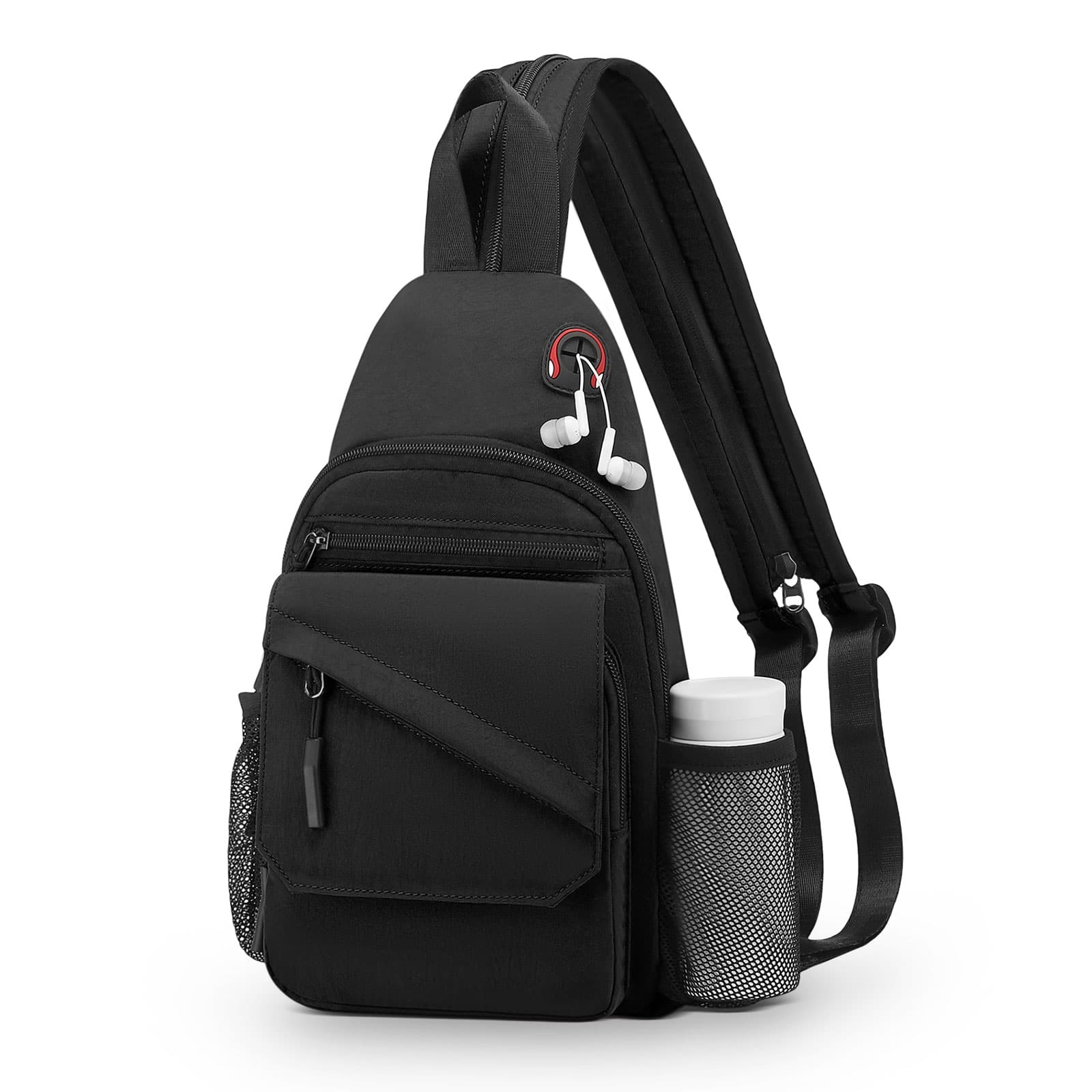 Unique Bargains - Small Crossbody Bag Casual Sling Bag Convertible Backpack 3-in-1 Anti-Theft Shoulder Bag Trendy Daypack for Travel - Black