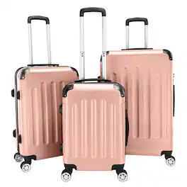 Winado - 20"/24"/28" 3-Piece Hardshell Carry-On Luggage Set, Lightweight ABS Suitcase with Spinner Wheels & TSA Lock - Rose Gold
