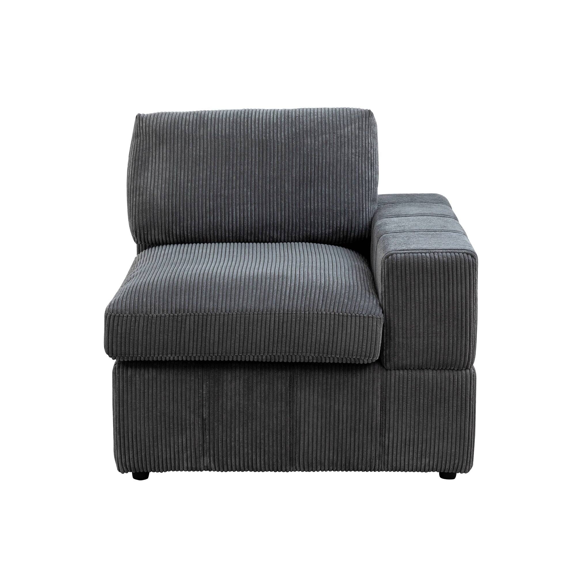 Alt View 5. Boyel Living - Living Room Corduroy Modular Sectional Sofa Large U Shaped 7 Piece Set with Storage Ottoman - Charcoal Gray.