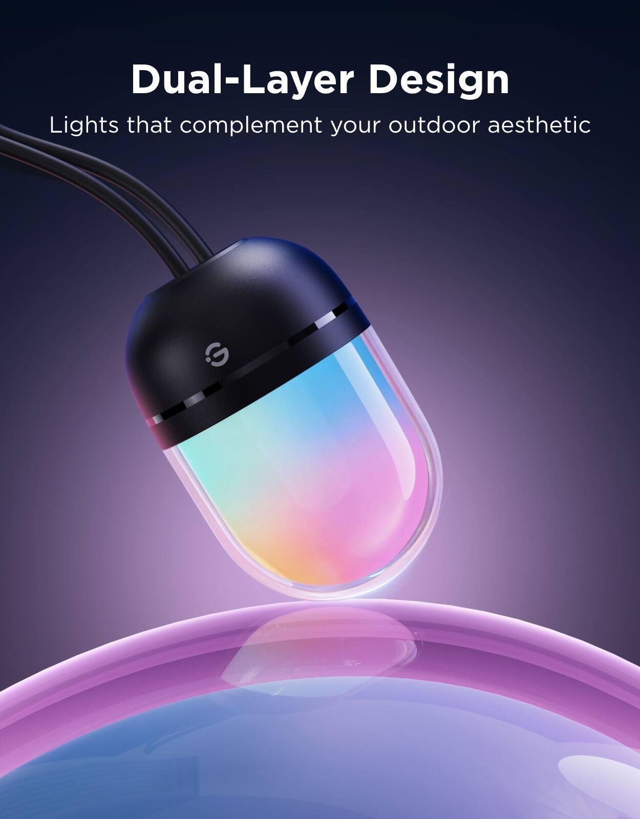 Dual-Layer Design  
Lights that complement your outdoor aesthetic