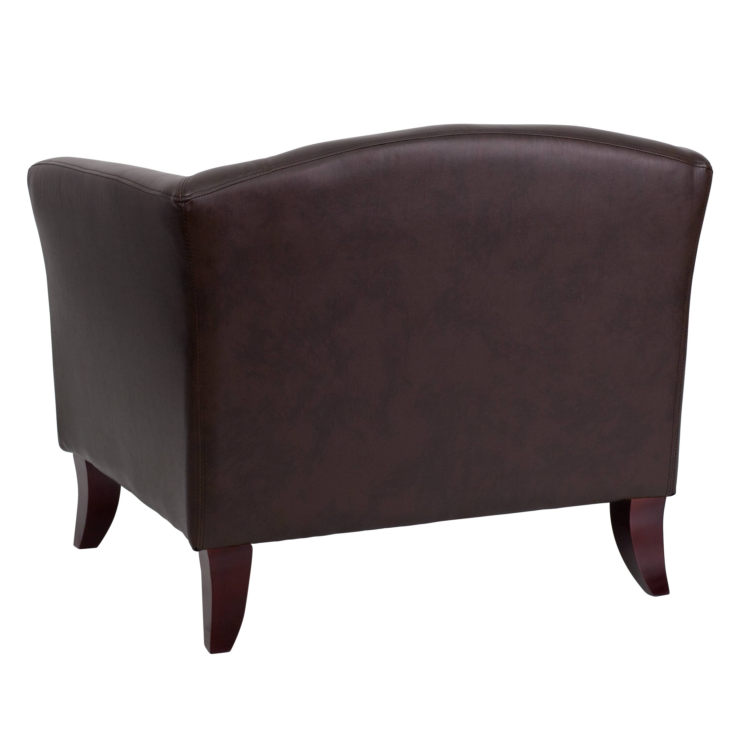 Alt View 5. Emma + Oliver - LeatherSoft Living Room/Reception Chair with Cherry Wood Feet - Brown.