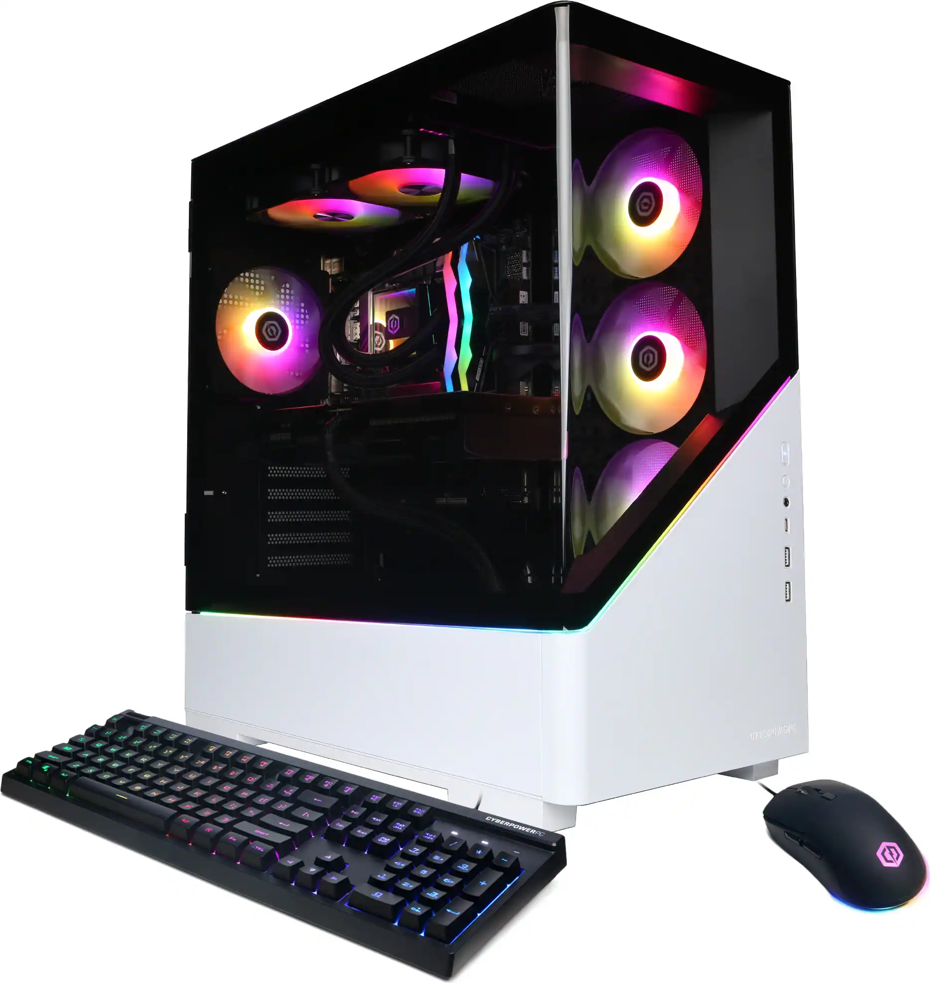 Front. CyberPowerPC - Gaming Desktop - Intel Core i9-14900F - NVIDIA GeForce RTX 5070 Ti 16GB - 32GB DDR5 - 2TB PCIe 4.0 SSD - White.
