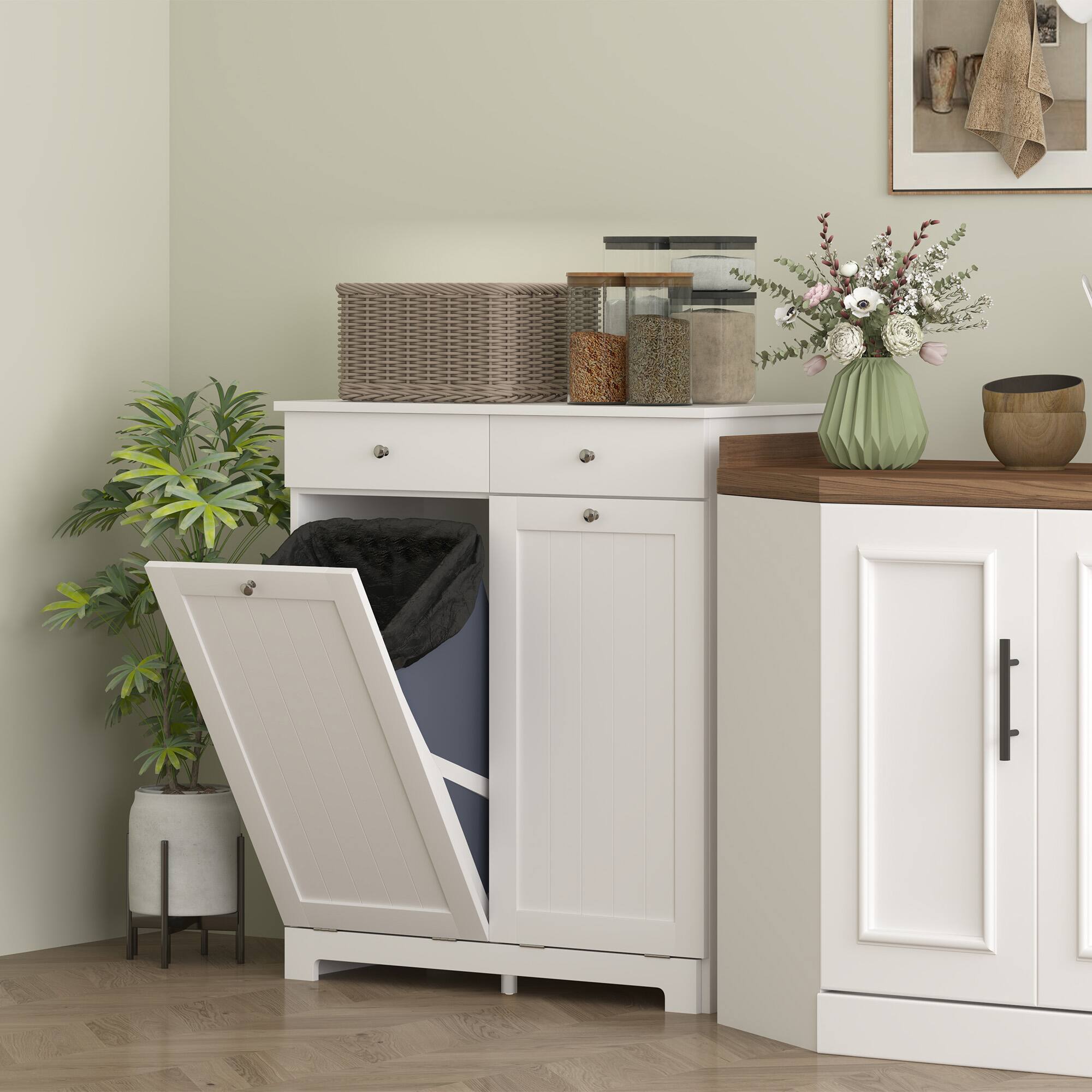 Alt View 8. Homcom - Laundry Hamper Cabinet - White.