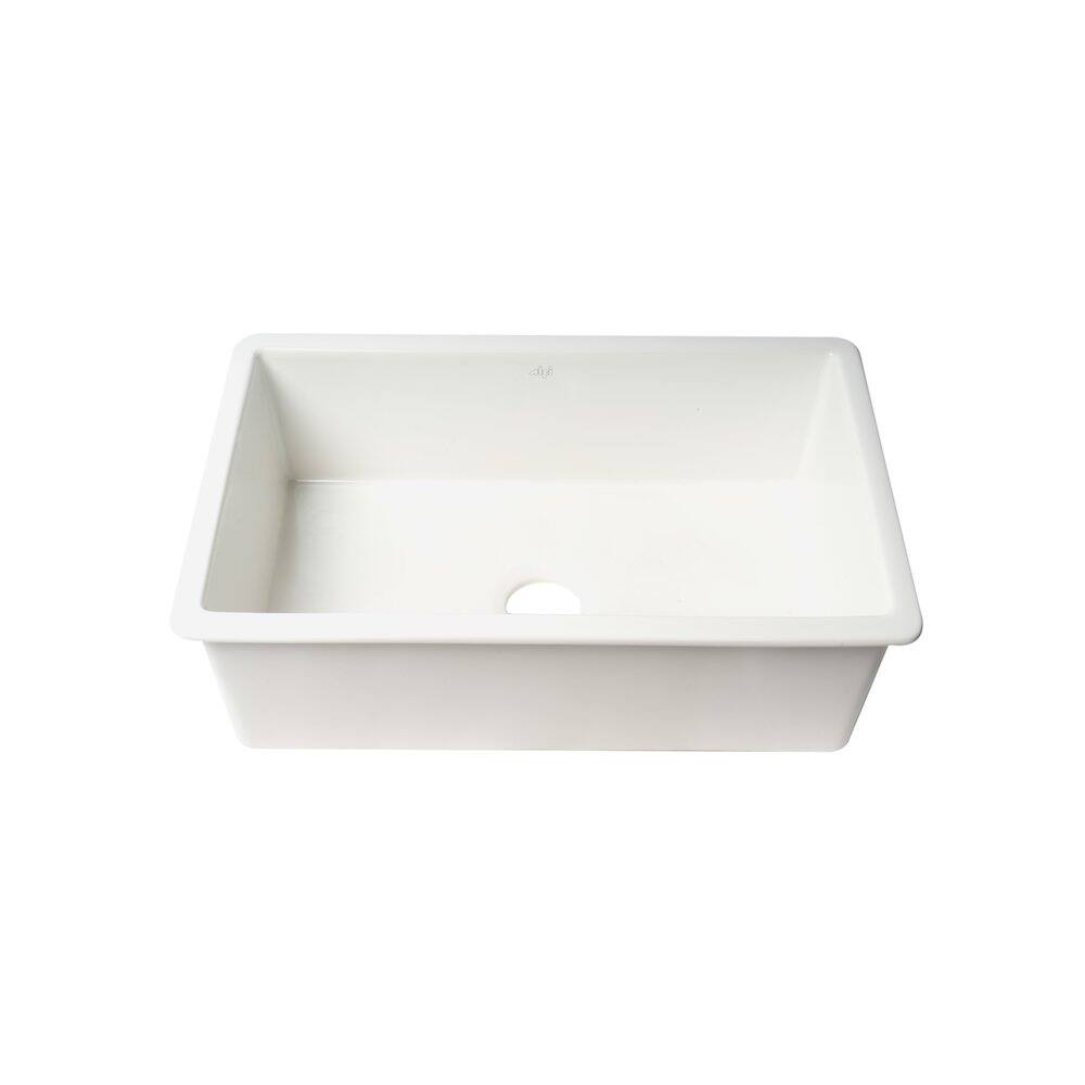 Alt View 5. Alfi - ALFI brand White 30 x 18 Fireclay Undermount / Drop In Kitchen Sink with Grid - White.