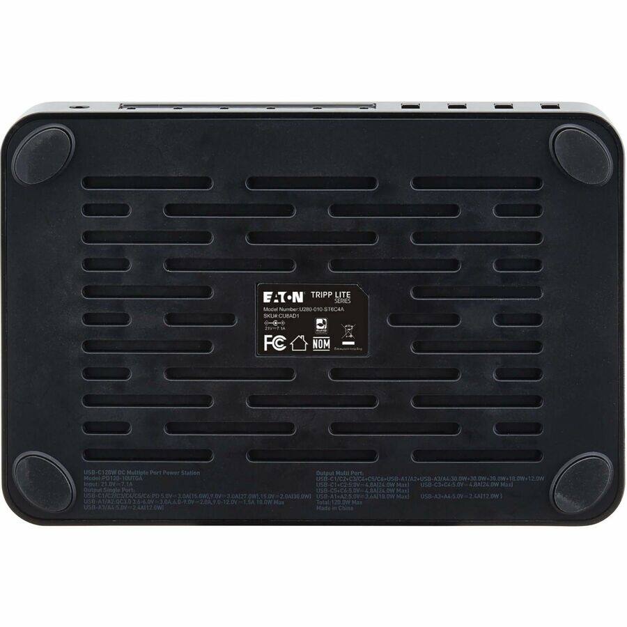 E-TON TRIPP LITE SUOS  
Model Number: L2800  
SKU: CUAD1  
Input: 100-240V~ 50/60Hz 2.1A  
Output:  
- USB-C1: 120W DC  
- USB-C2: 100W DC  
- USB-A1: 30W  
- USB-A2: 30W  
- USB-A3: 30W  
- USB-A4: 30W  
- USB-A5: 30W  
- USB-A6: 30W  
- USB-A7: 30W  
- USB-A8: 30W  
- USB-A9: 30W  
- USB-A10: 30W  
- USB-A11: 30W  
- USB-A12: 30W  
- USB-A13: 30W  
- USB-A14: 30W  
- USB-A15: 30W  
- USB-A16: 30W  
- USB-A17: 30W  
-