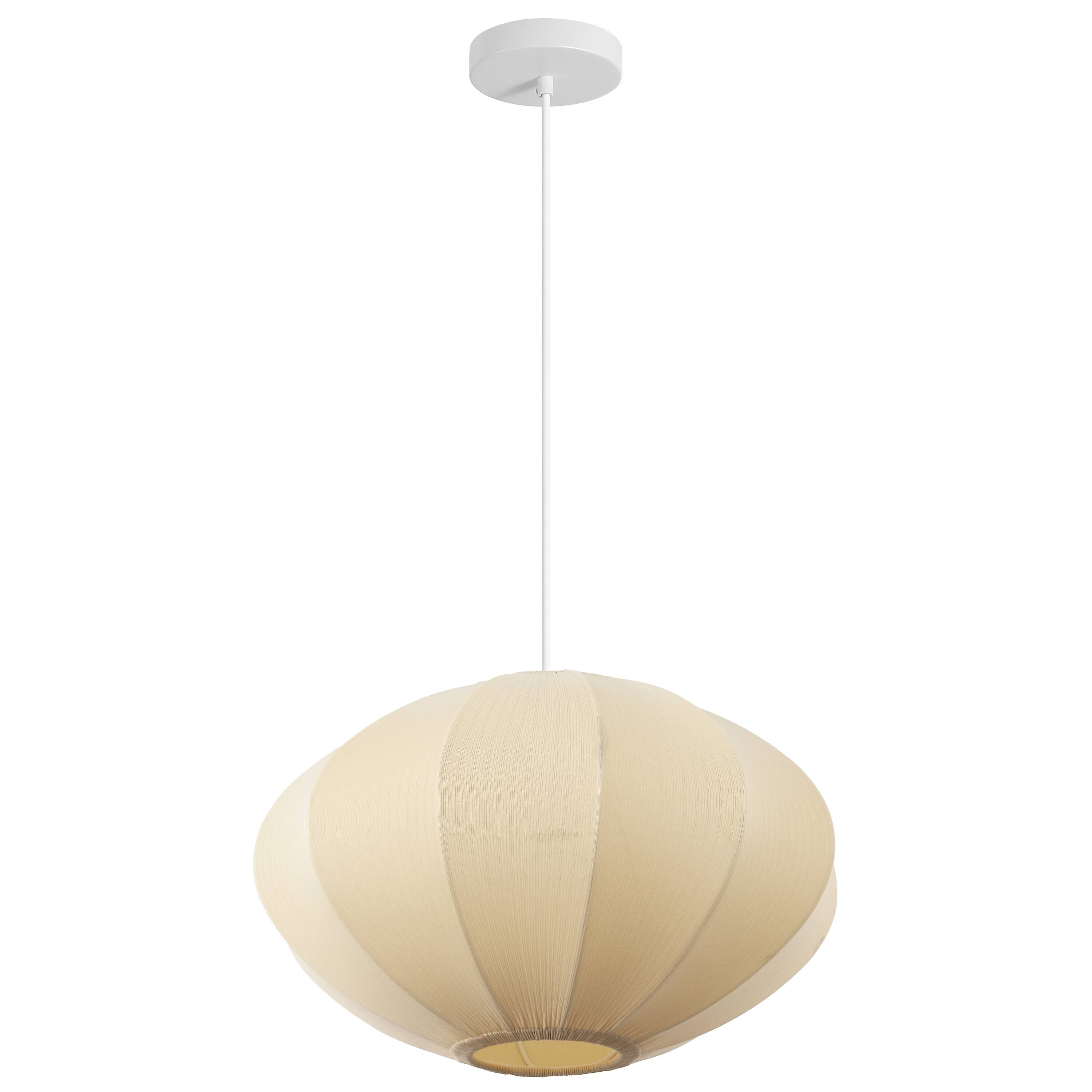 Alt View 7. Jonathan Y - Kira 18.38" 1-Light Scandinavian Japandi Adjustable Lantern Metal with Ribbed Cocoon UFO Saucer Shade LED Pendant, Beige - Beige.