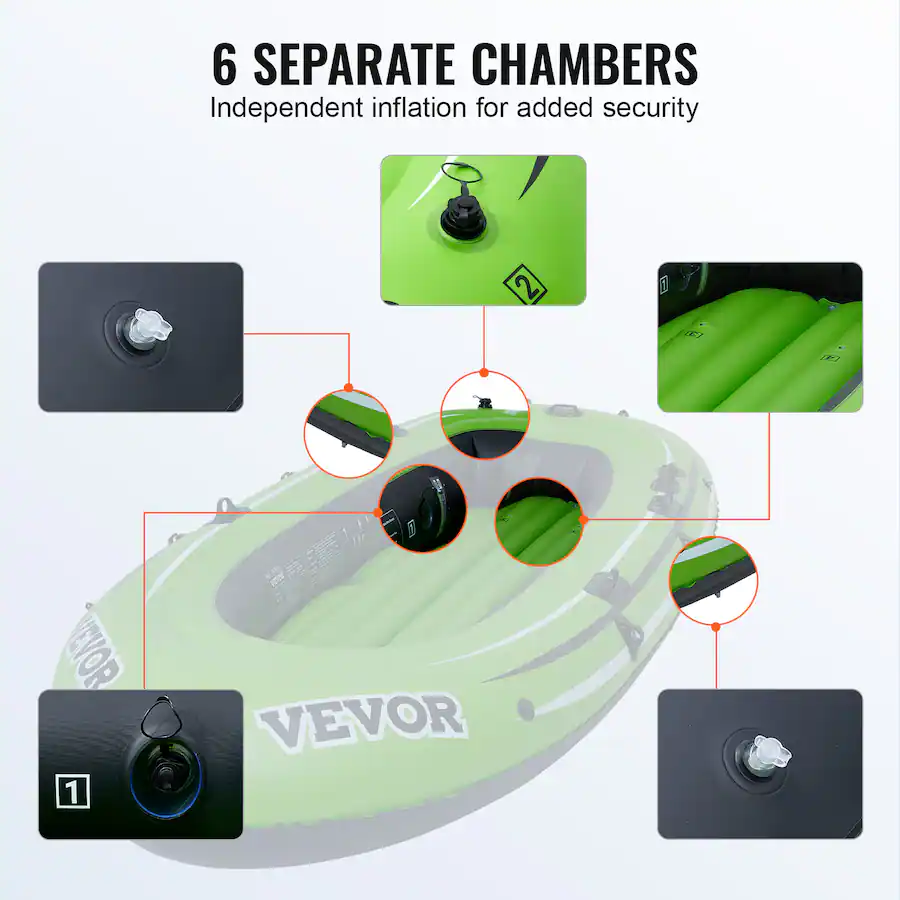 3 Man Inflatable Raft VEVOR Inflatable Boat, 3 Person Inflatable Fishing Boat, Strong PVC ...